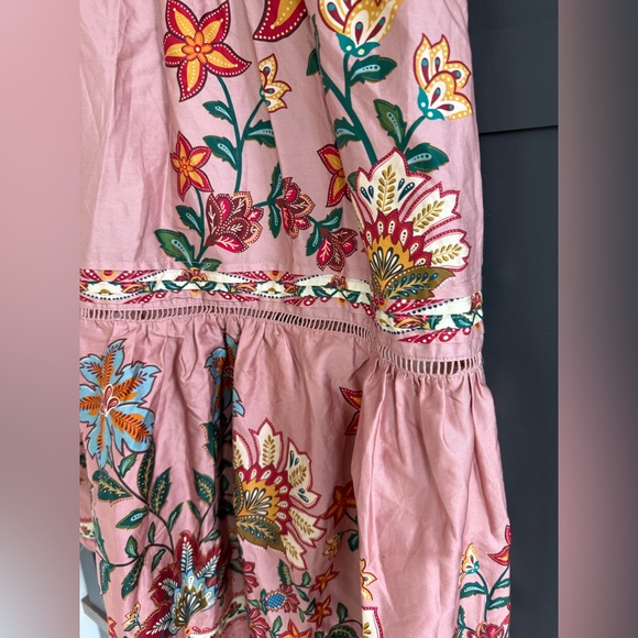 Farm Rio Garden Delight Pink Short Sleeve Maxi Dress • S • NWT - Picture 12 of 17